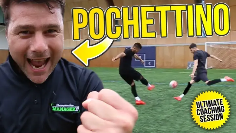 Mauricio Pochettino demonstrates his football skills.